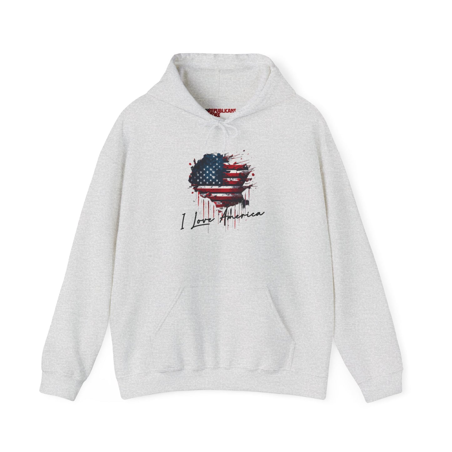 I Love America Heart Flag Unisex Hoodie Sweatshirt