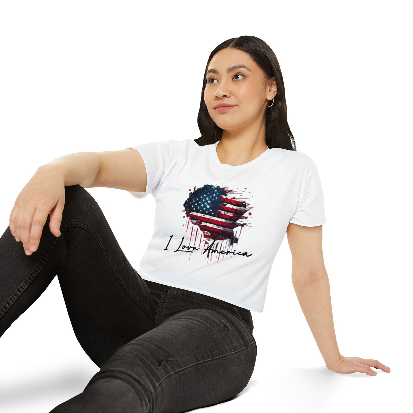 I Love America Heart Flag Crop Top