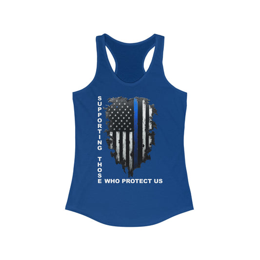 Supporting Those Who Protect Us Patriotic Racerback Tank