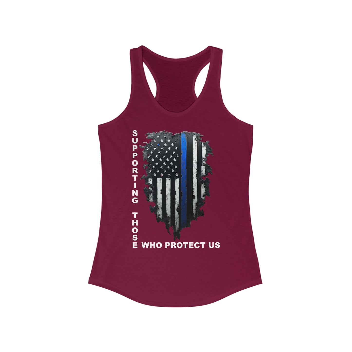 Supporting Those Who Protect Us Patriotic Racerback Tank