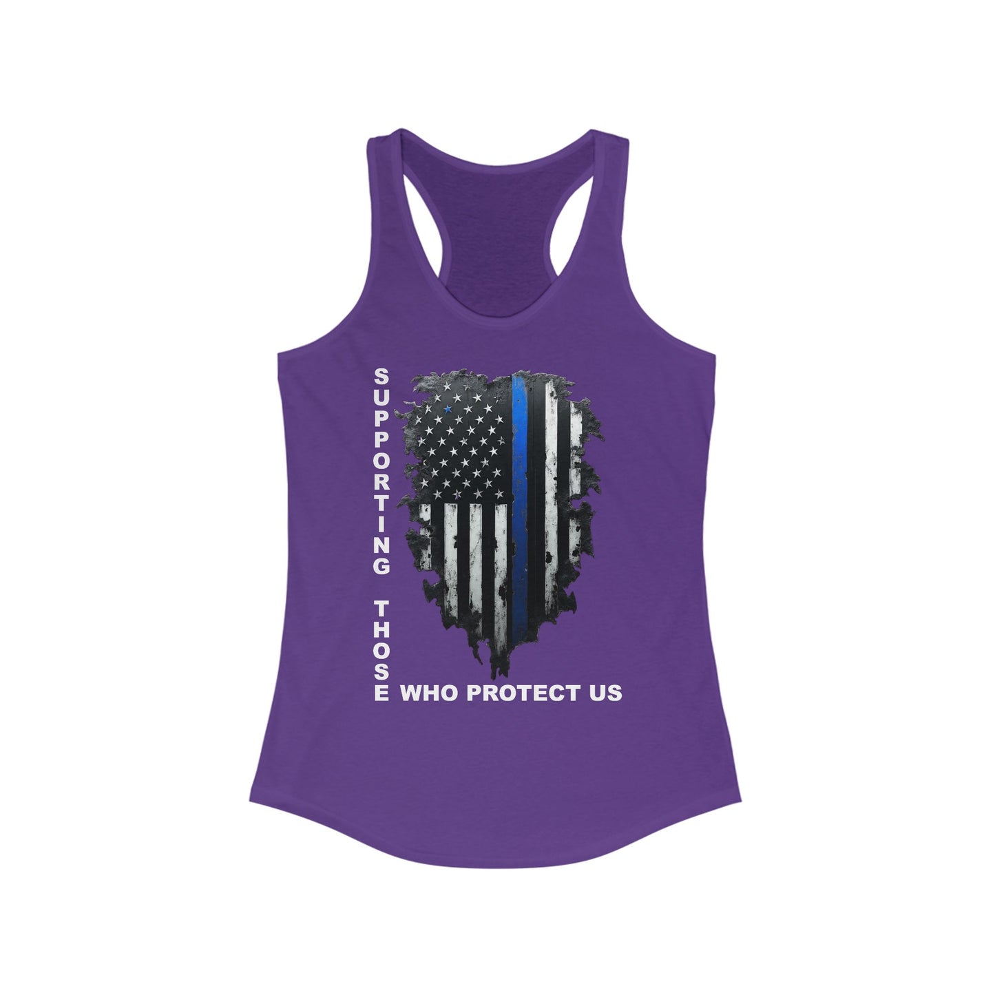 Supporting Those Who Protect Us Patriotic Racerback Tank