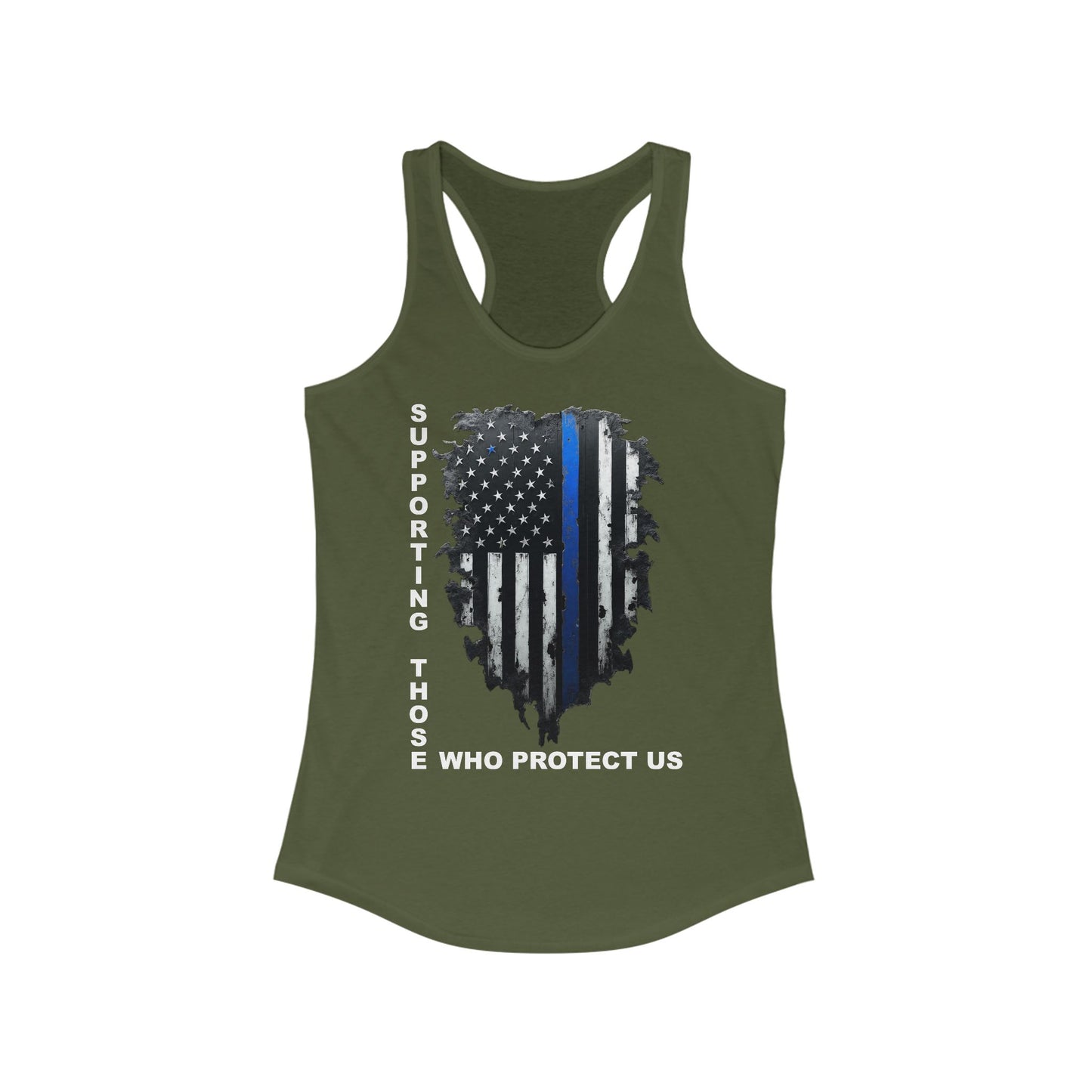 Supporting Those Who Protect Us Patriotic Racerback Tank
