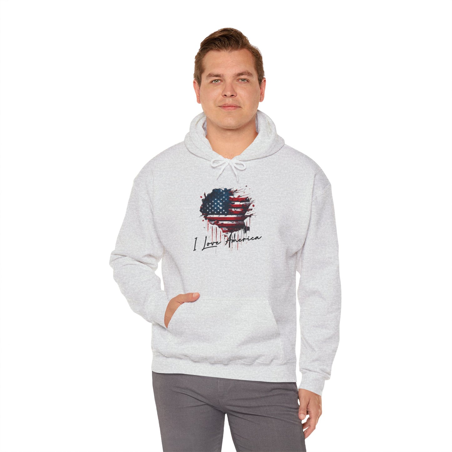 I Love America Heart Flag Unisex Hoodie Sweatshirt