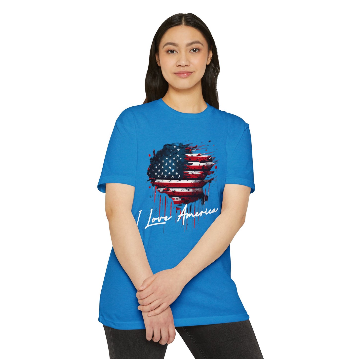 I Love America Heart Flag Unisex T-Shirt