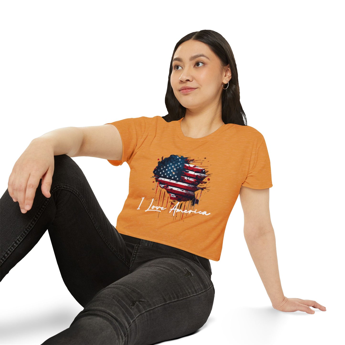 I Love America Heart Flag Crop Top