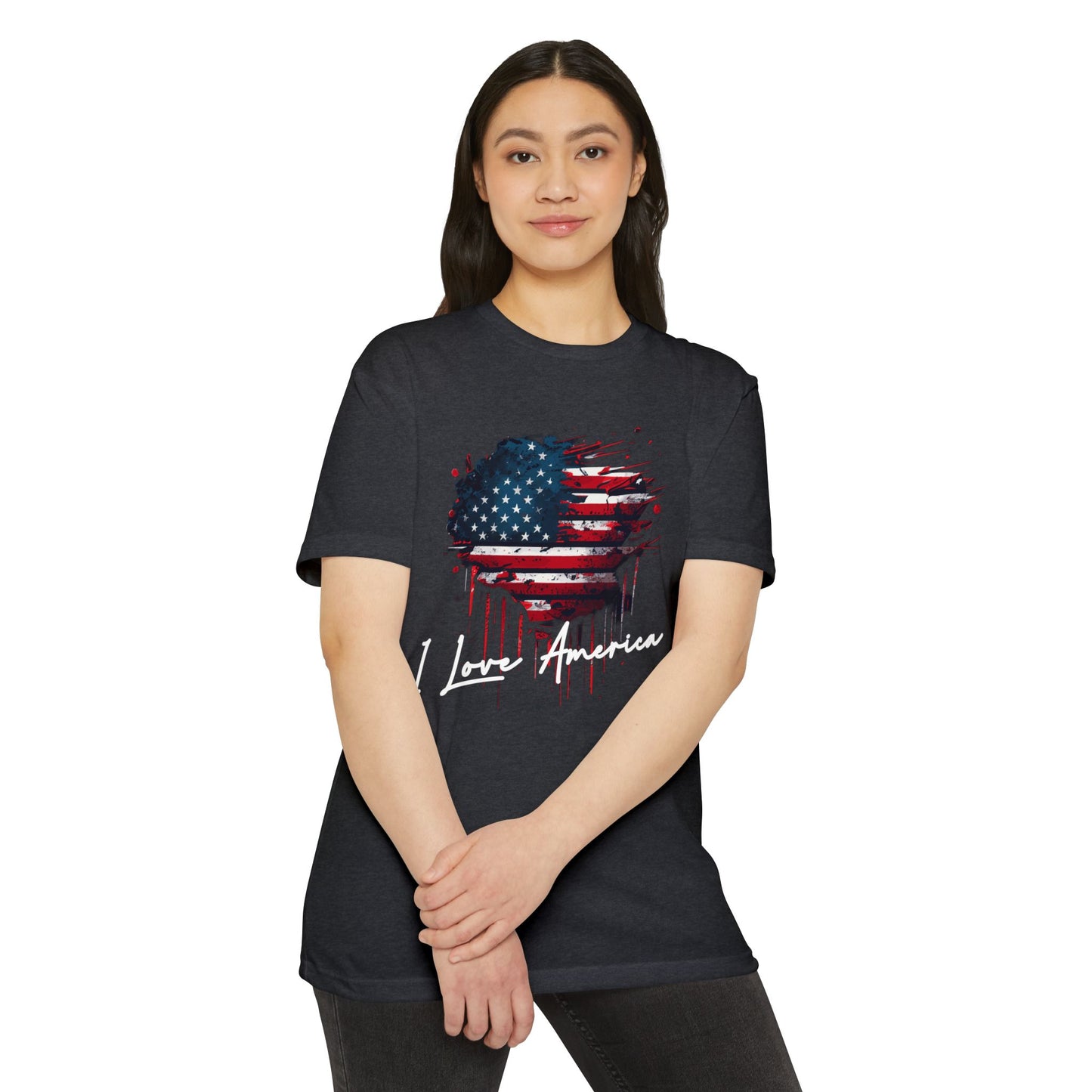 I Love America Heart Flag Unisex T-Shirt