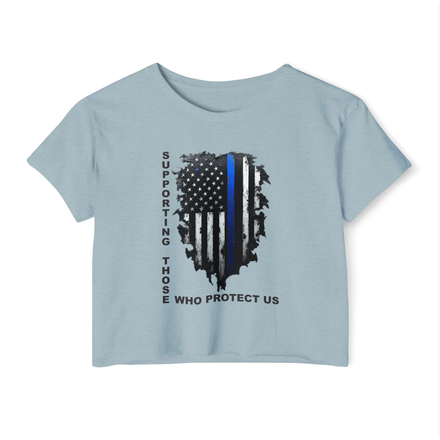 Supporting Those Who Protect Us Patriotic Crop Top