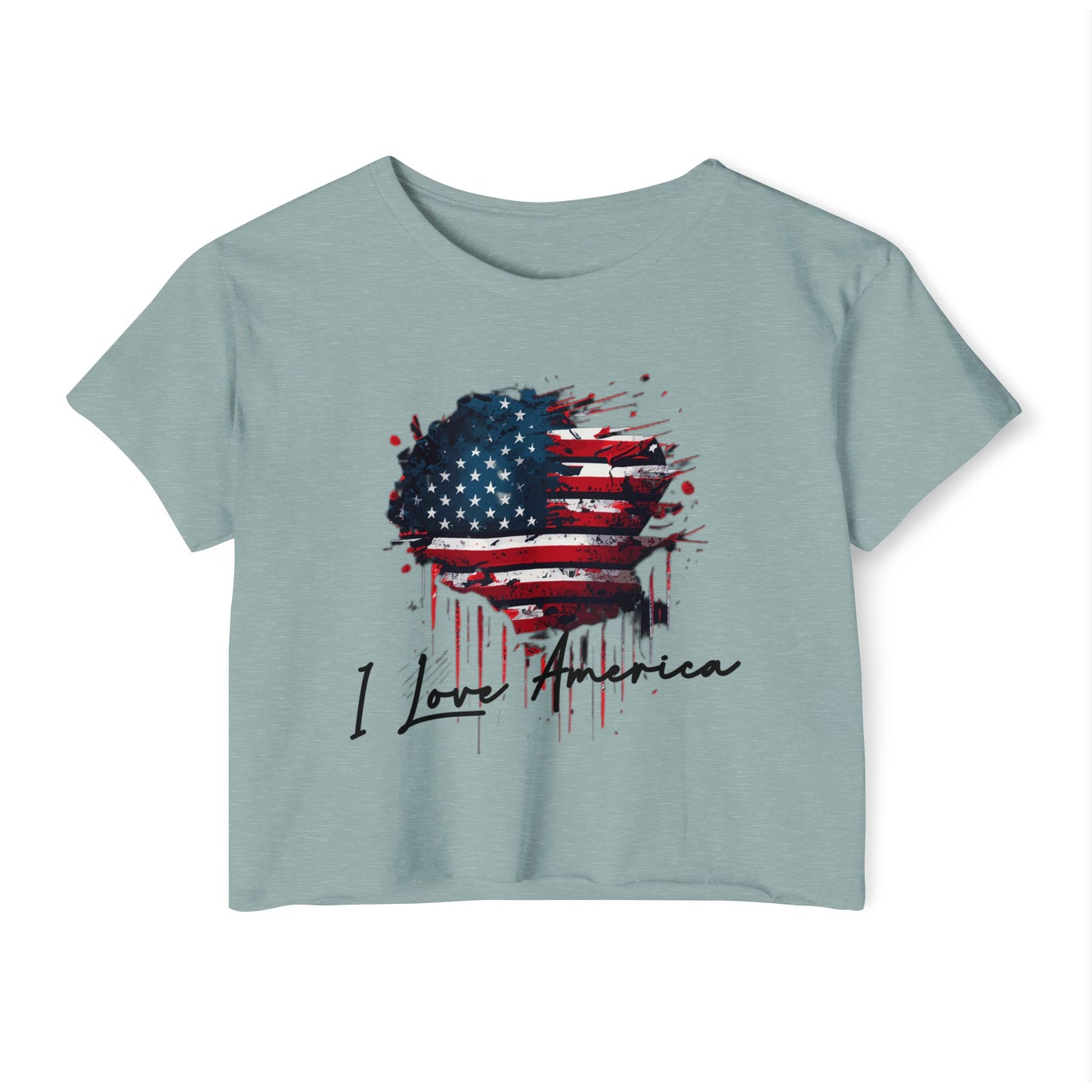 I Love America Heart Flag Crop Top