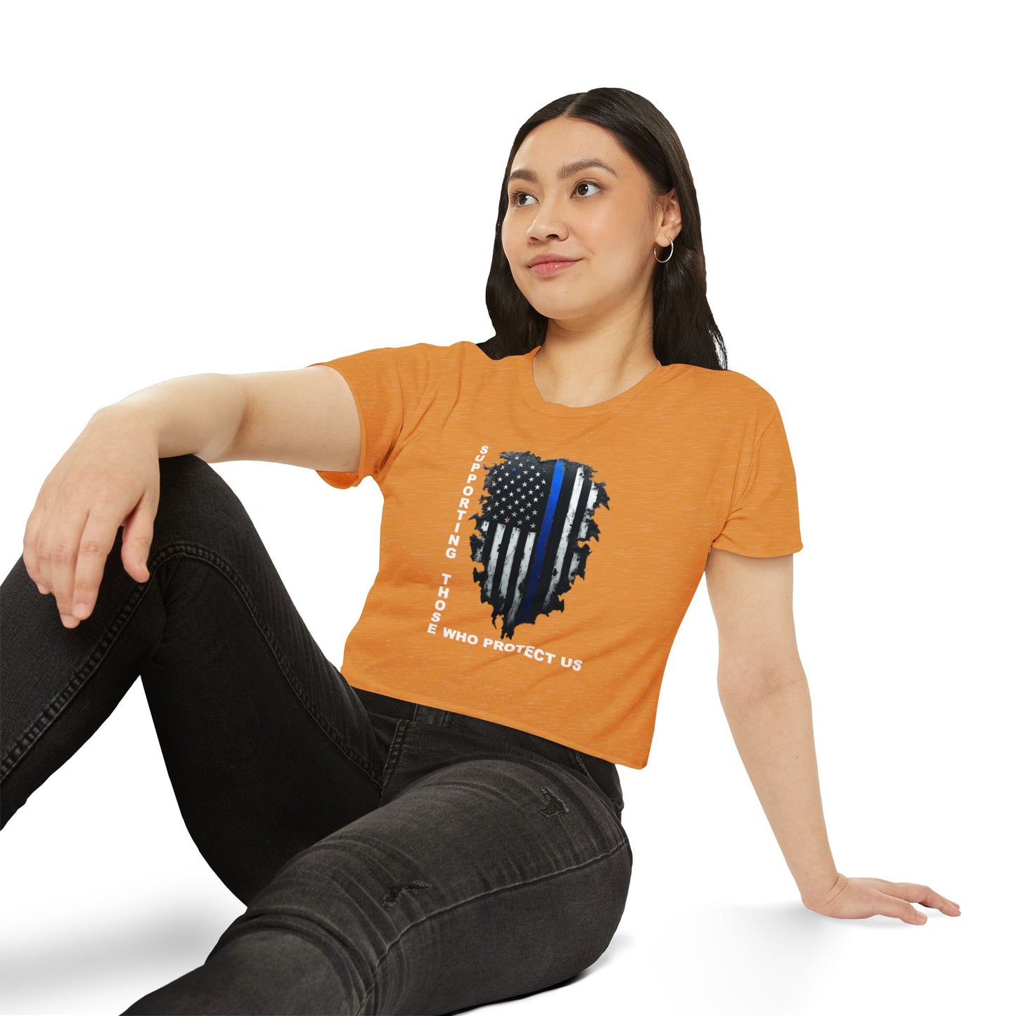 Supporting Those Who Protect Us Patriotic Crop Top