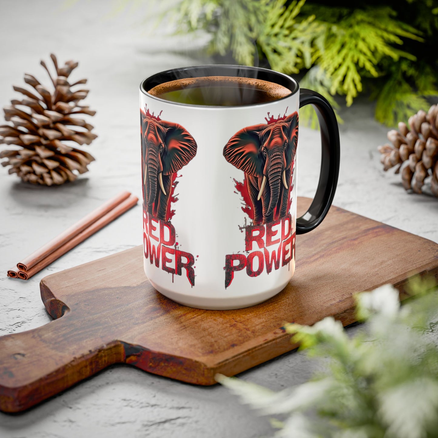 Red Power Patriotic Elephant Coffee Mug
