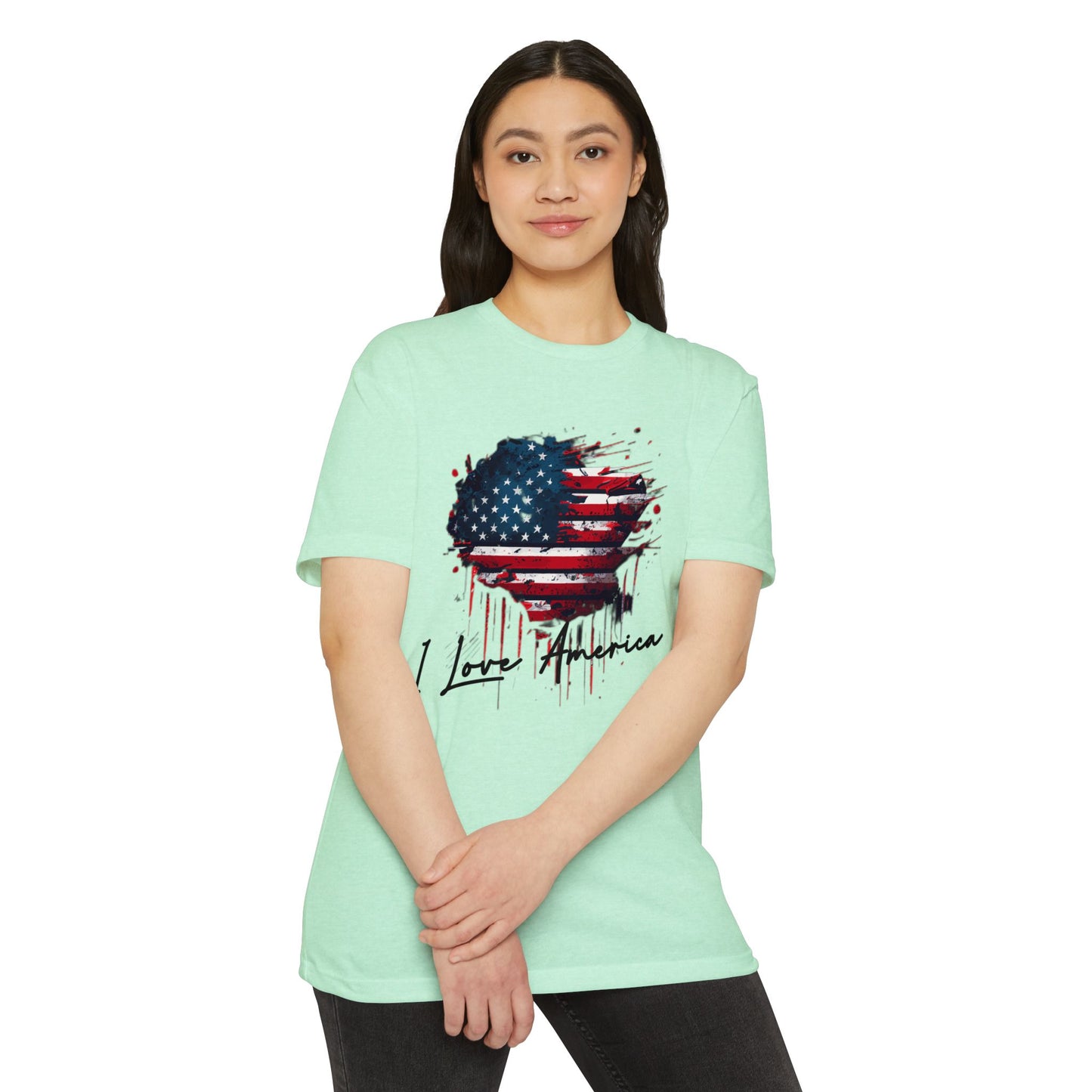 I Love America Heart Flag Unisex T-Shirt