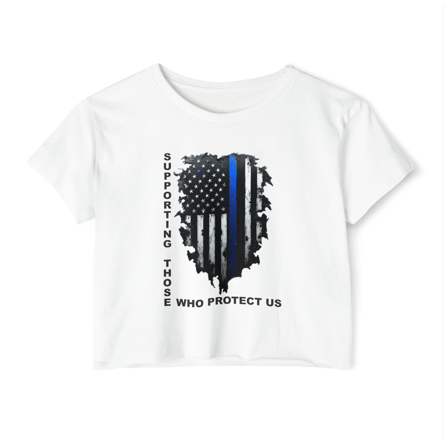 Supporting Those Who Protect Us Patriotic Crop Top