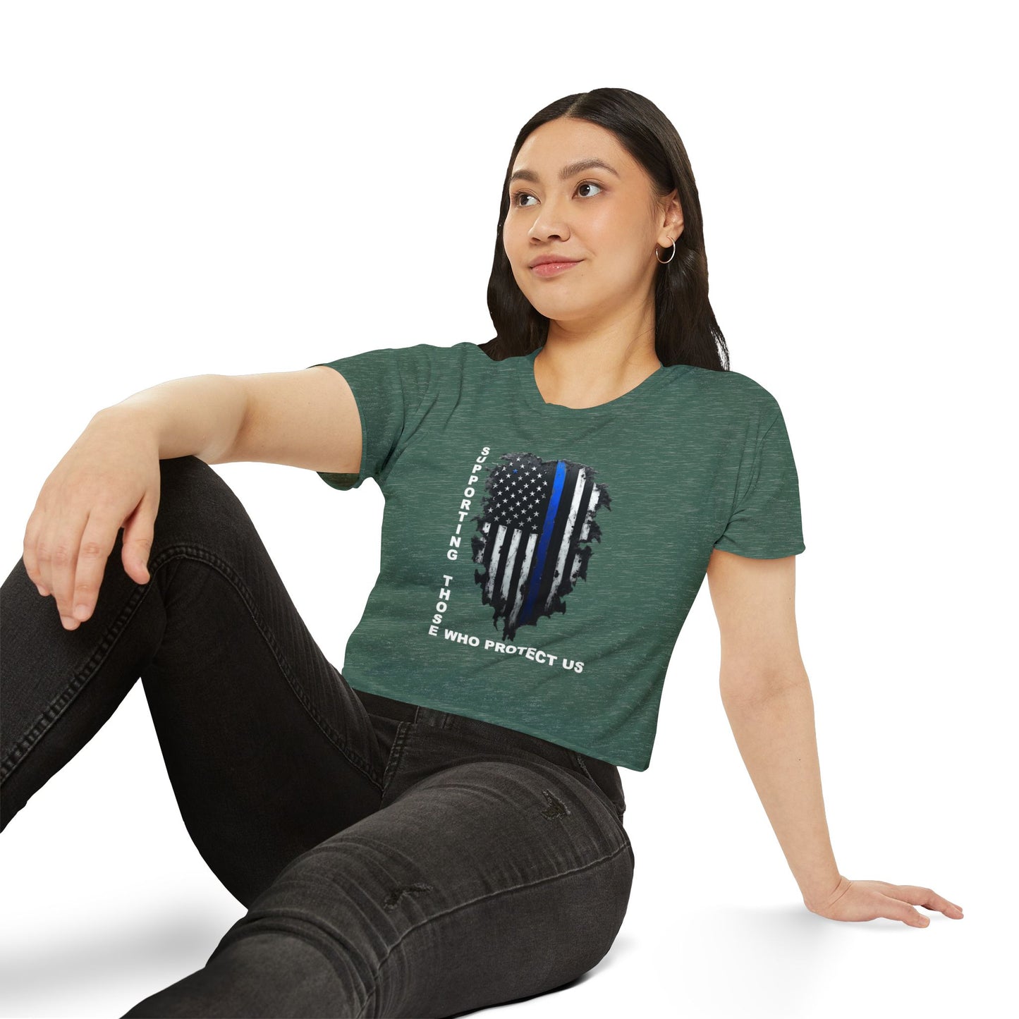 Supporting Those Who Protect Us Patriotic Crop Top