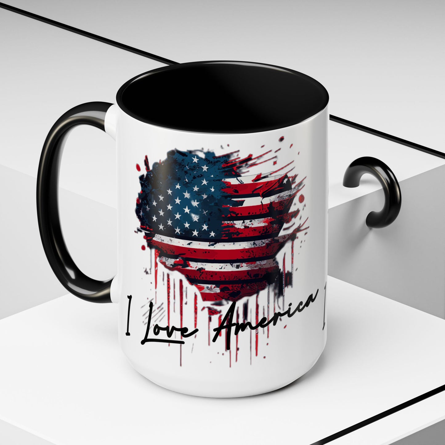 I Love America Heart Flag Coffee Mug