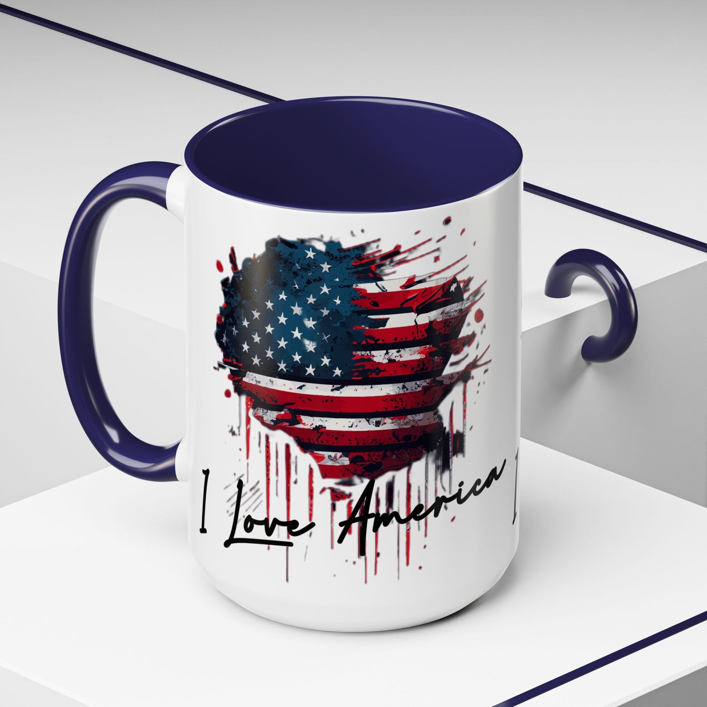 I Love America Heart Flag Coffee Mug