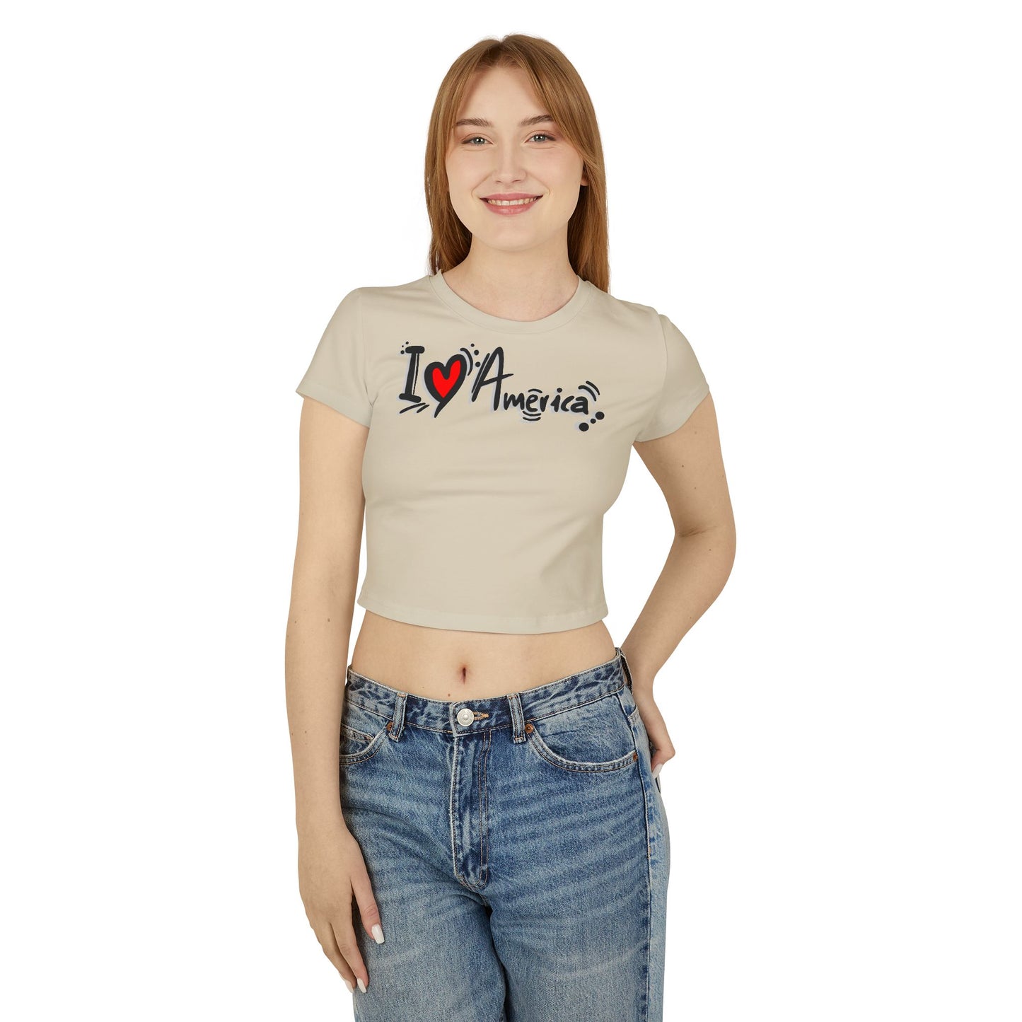 Women's Baby Tee - I Love America Design