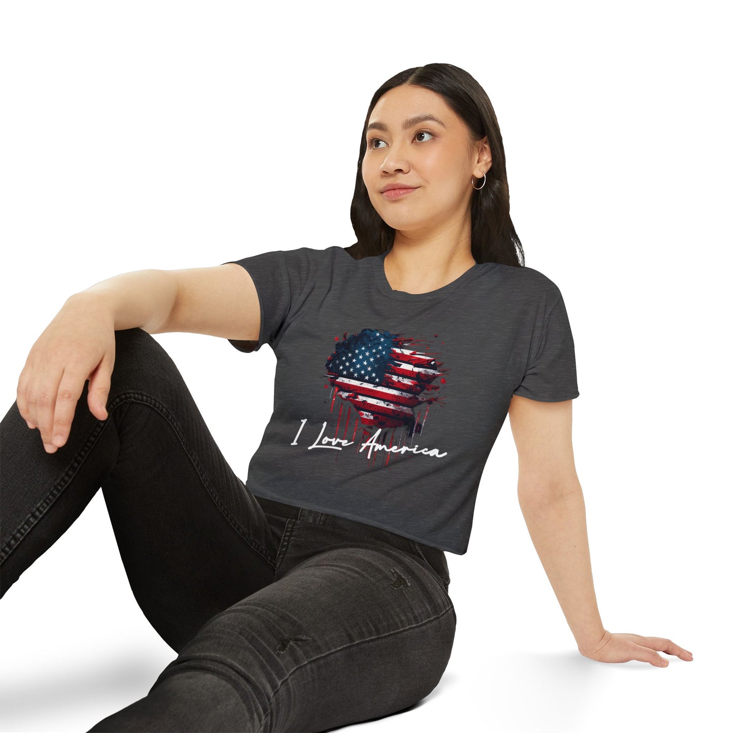 I Love America Heart Flag Crop Top