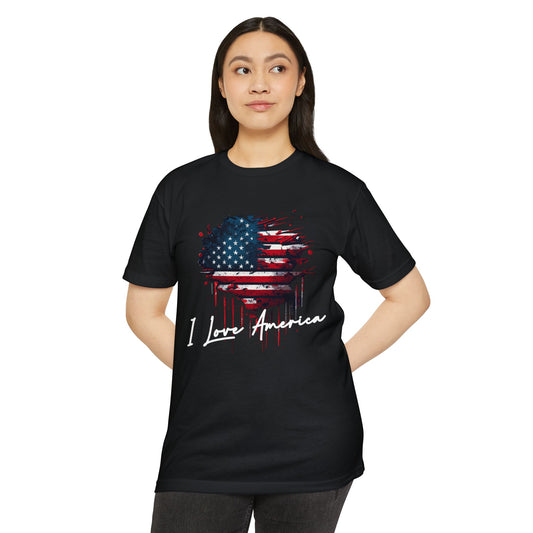 I Love America Heart Flag Unisex T-Shirt
