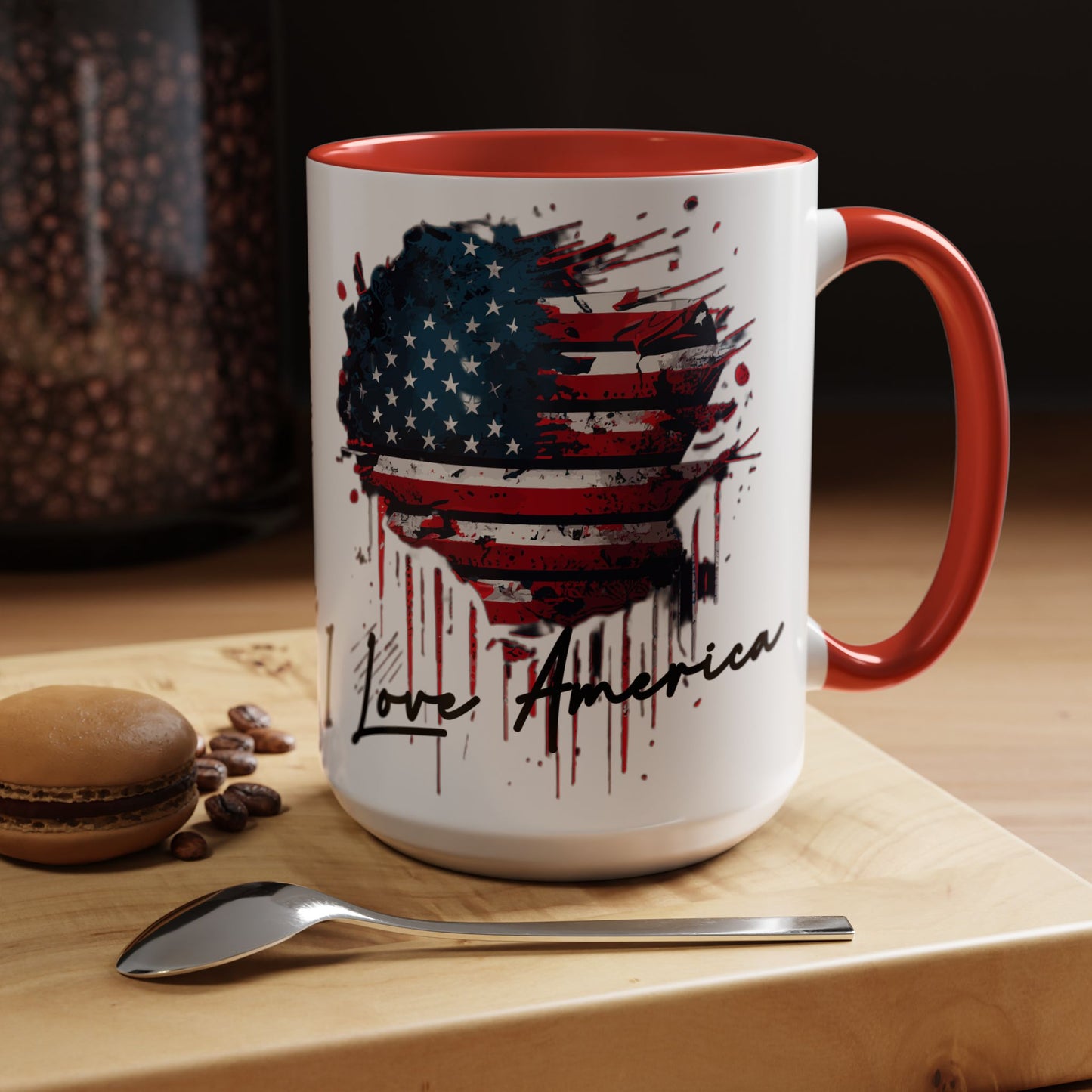 I Love America Heart Flag Coffee Mug