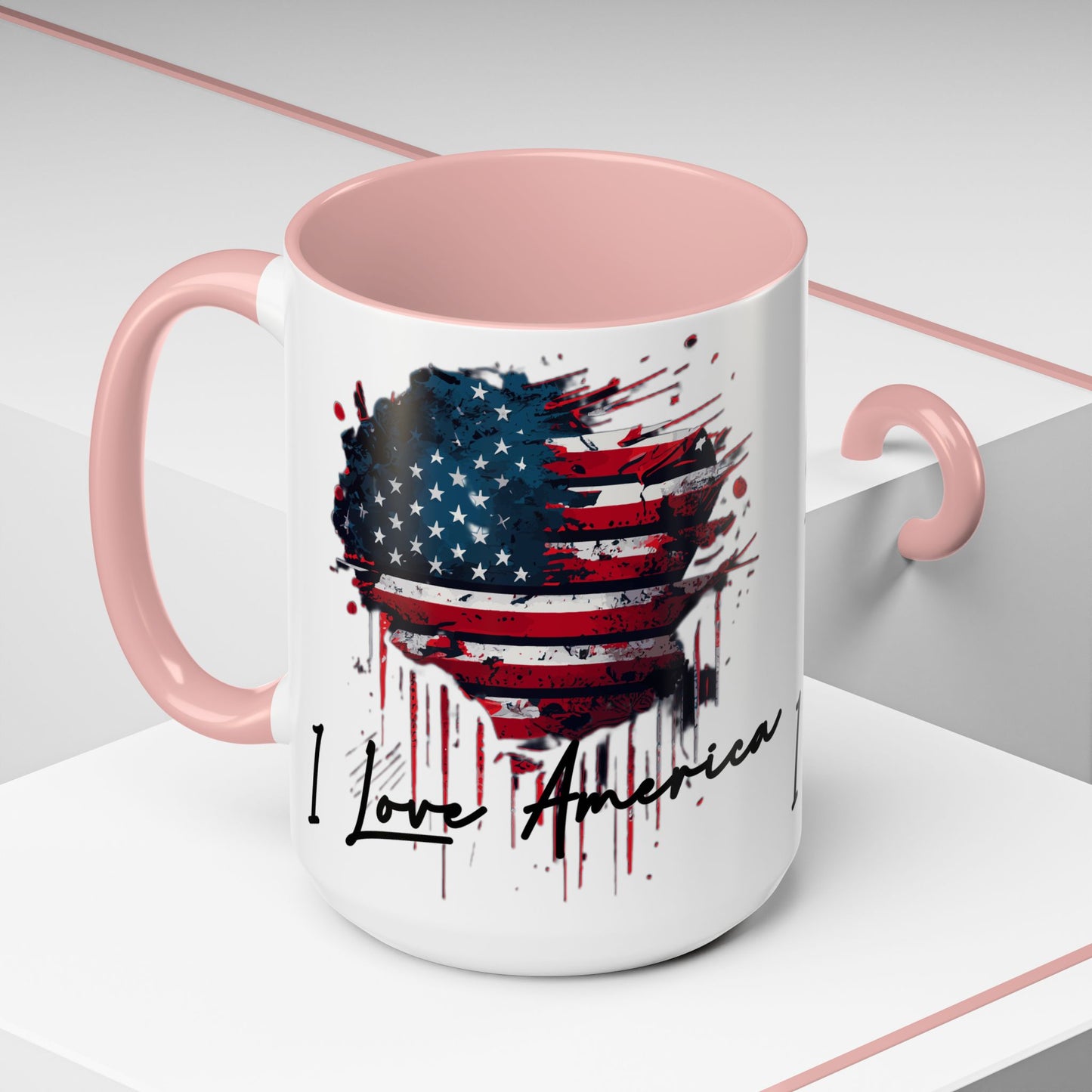 I Love America Heart Flag Coffee Mug