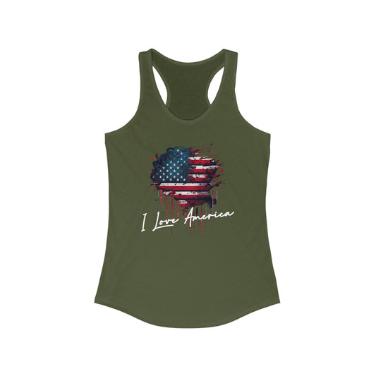 I Love America Heart Flag Unisex Tank Top