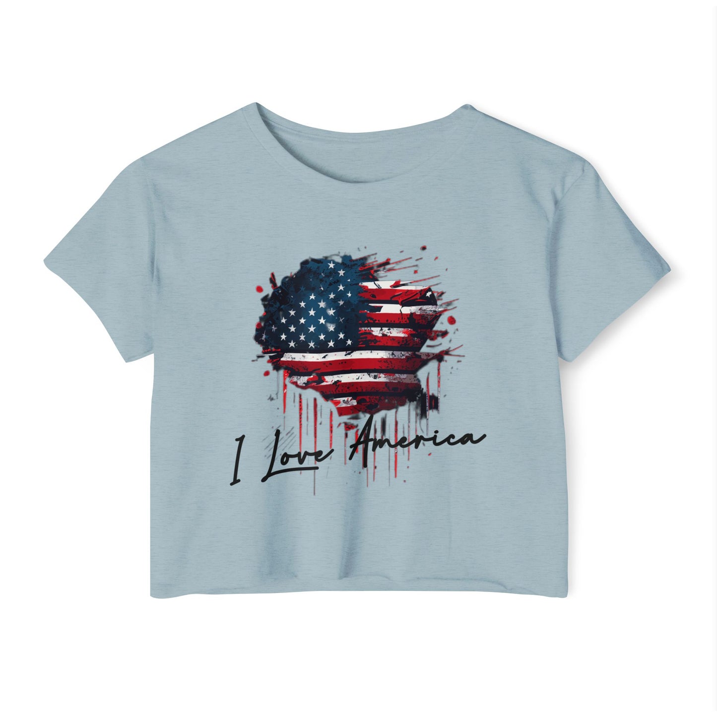 I Love America Heart Flag Crop Top