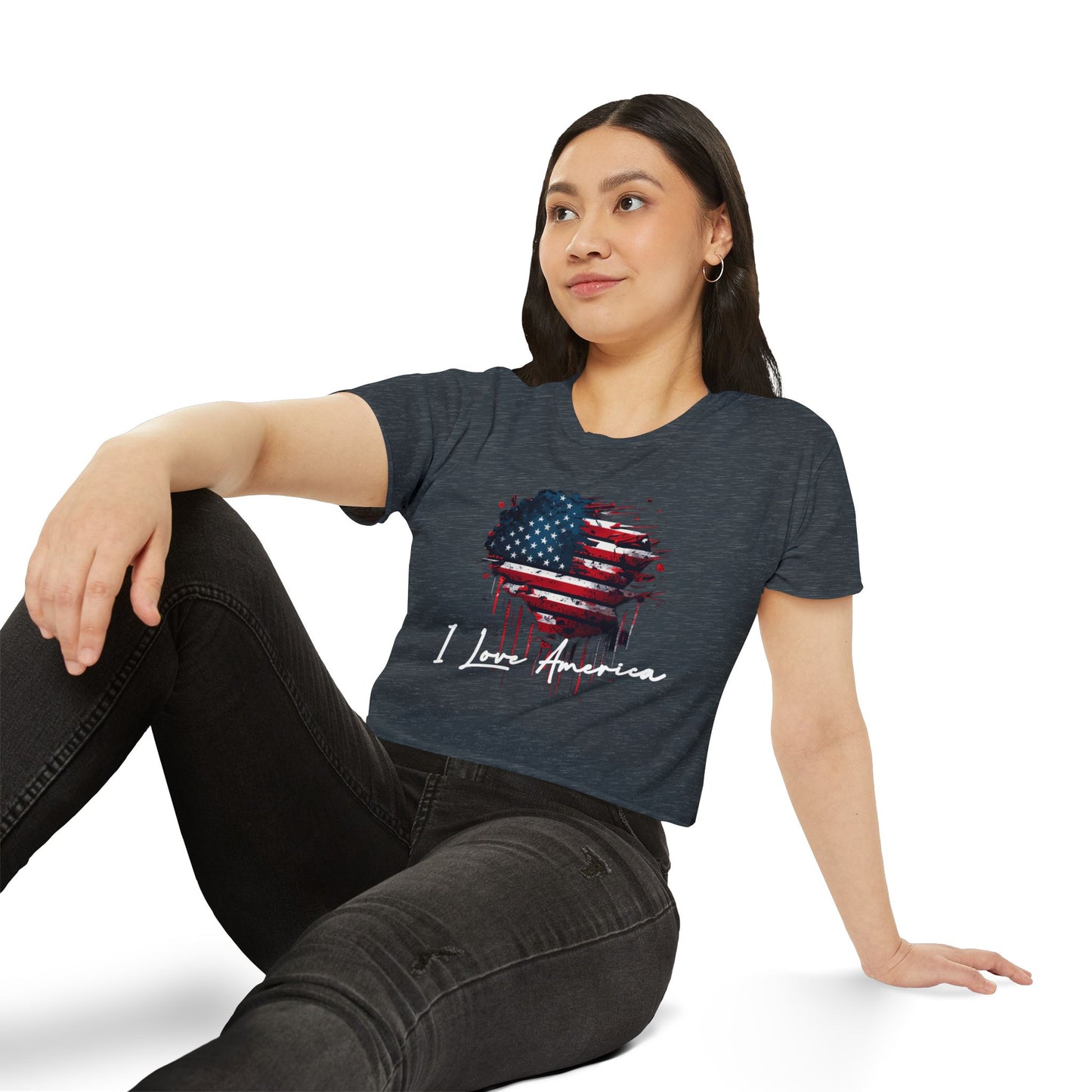 I Love America Heart Flag Crop Top