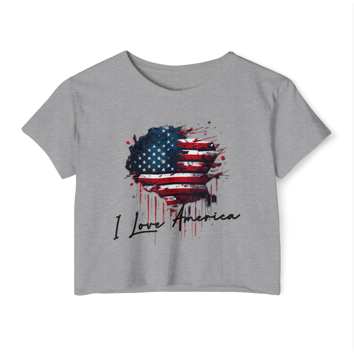 I Love America Heart Flag Crop Top