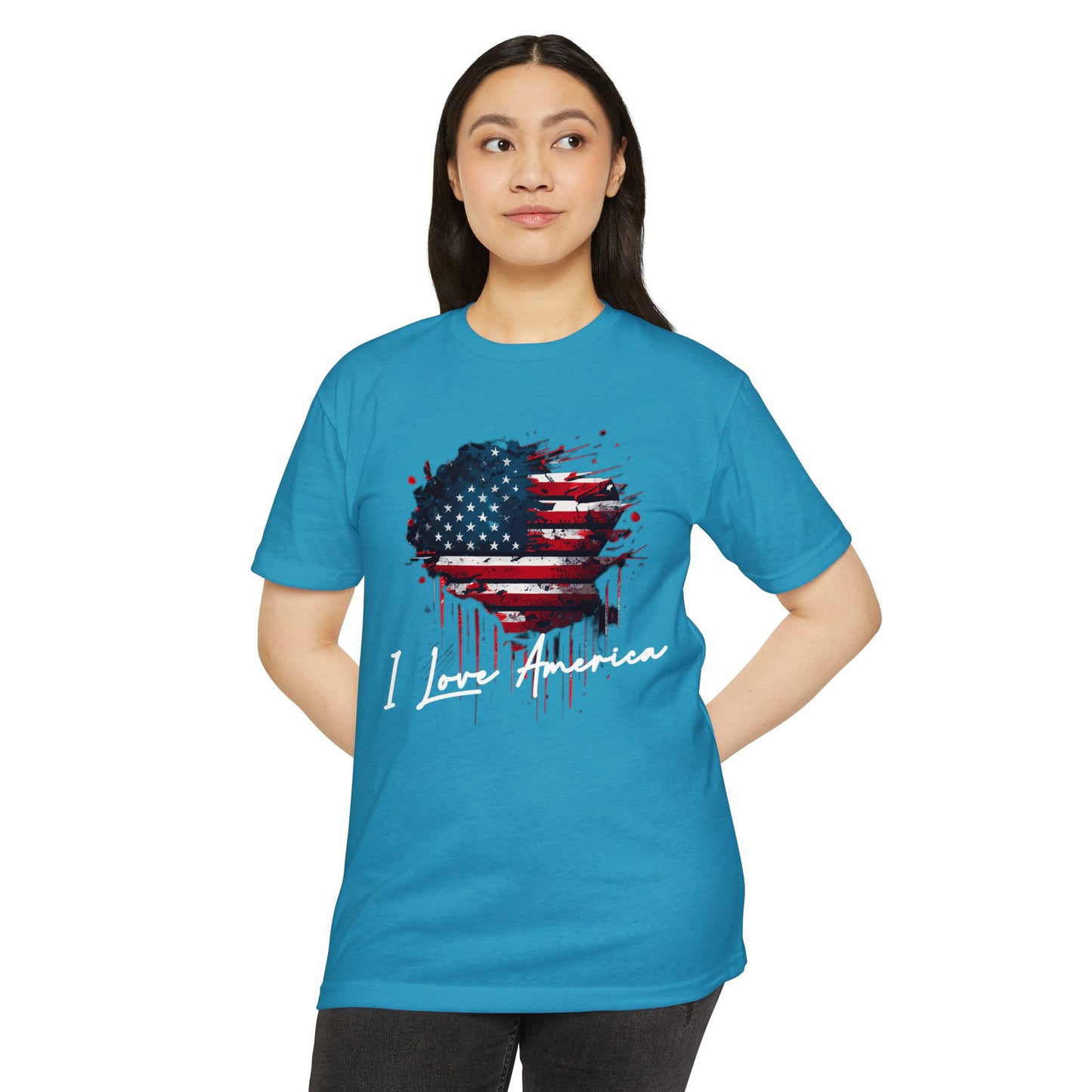 I Love America Heart Flag Unisex T-Shirt