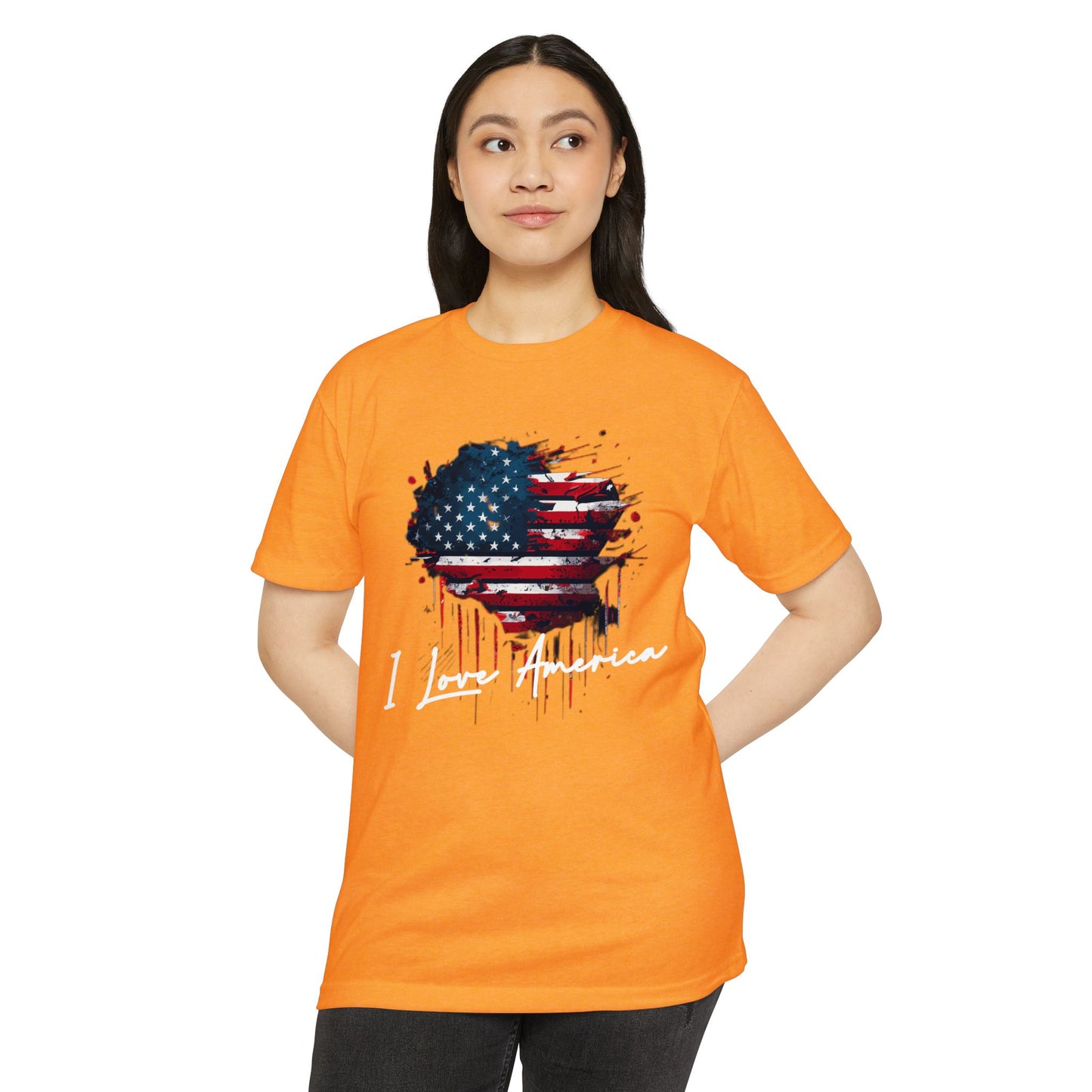 I Love America Heart Flag Unisex T-Shirt