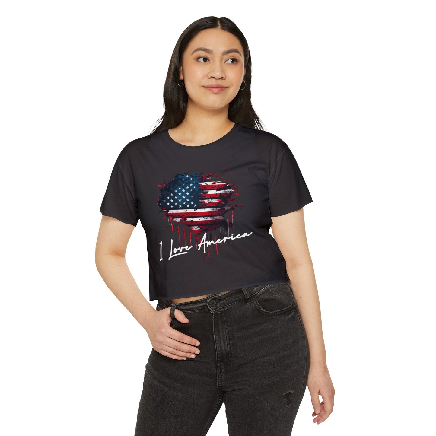 I Love America Heart Flag Crop Top