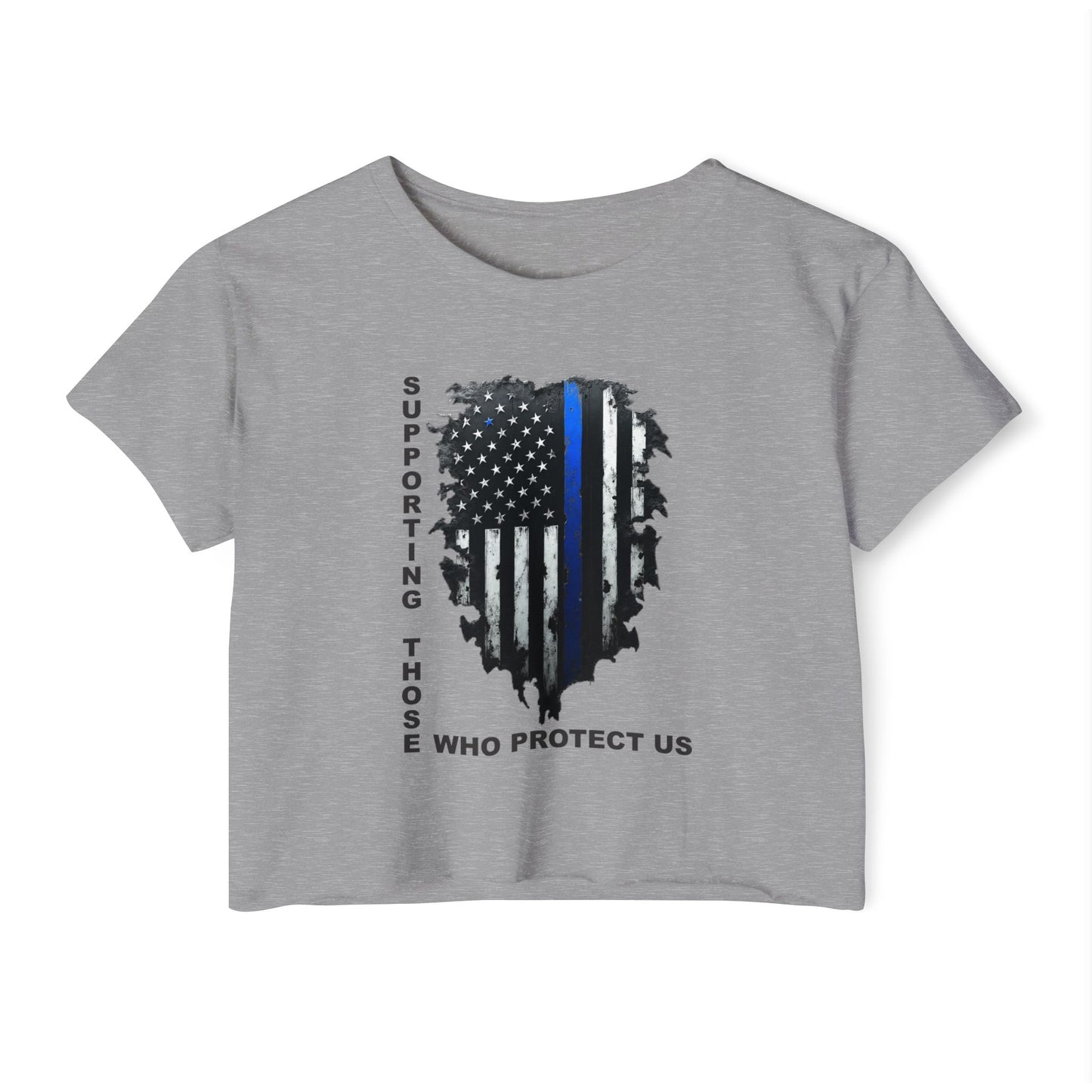 Supporting Those Who Protect Us Patriotic Crop Top