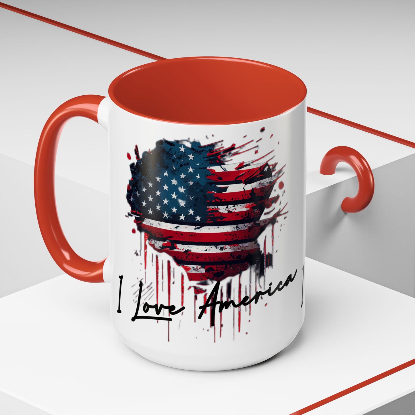 I Love America Heart Flag Coffee Mug