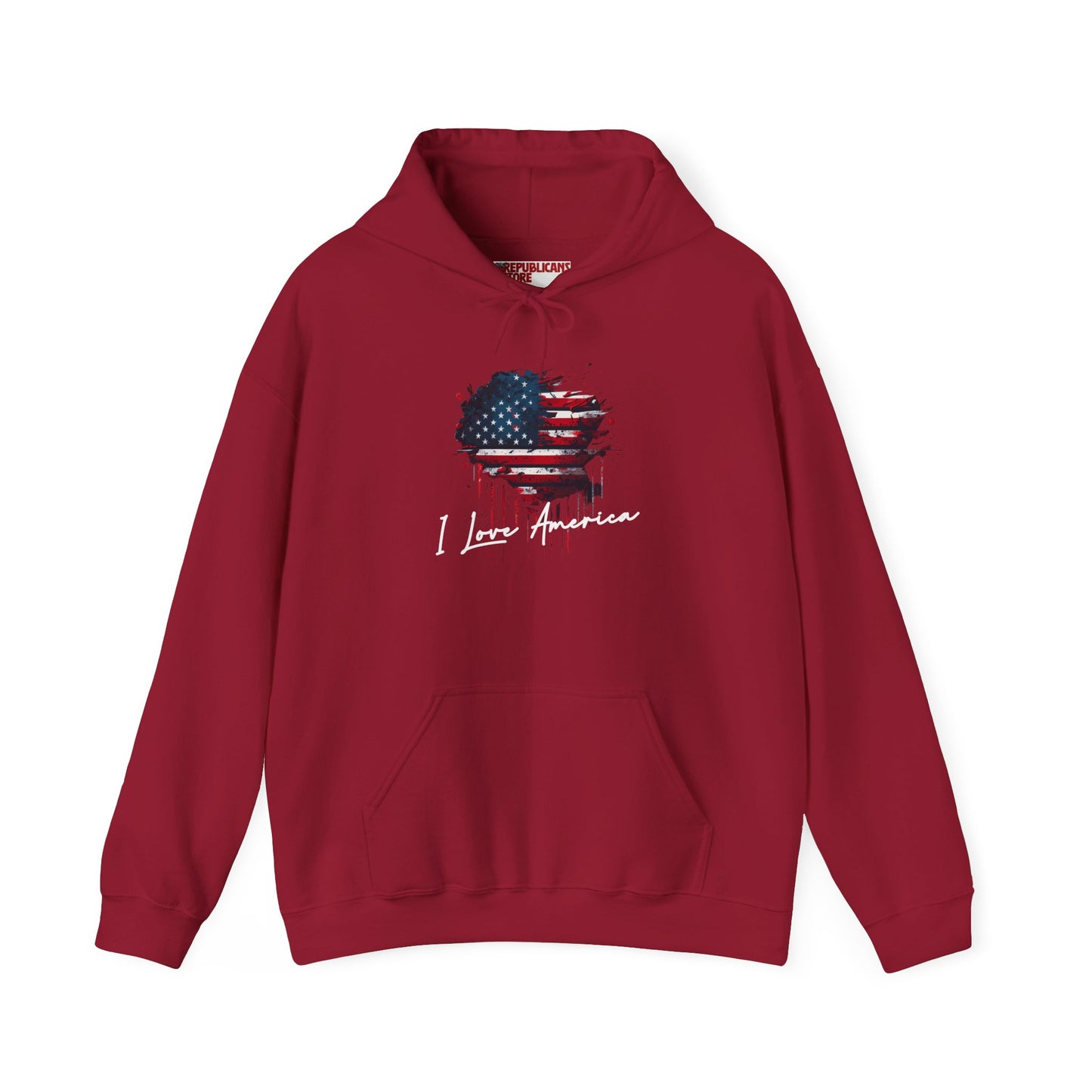 I Love America Heart Flag Unisex Hoodie Sweatshirt