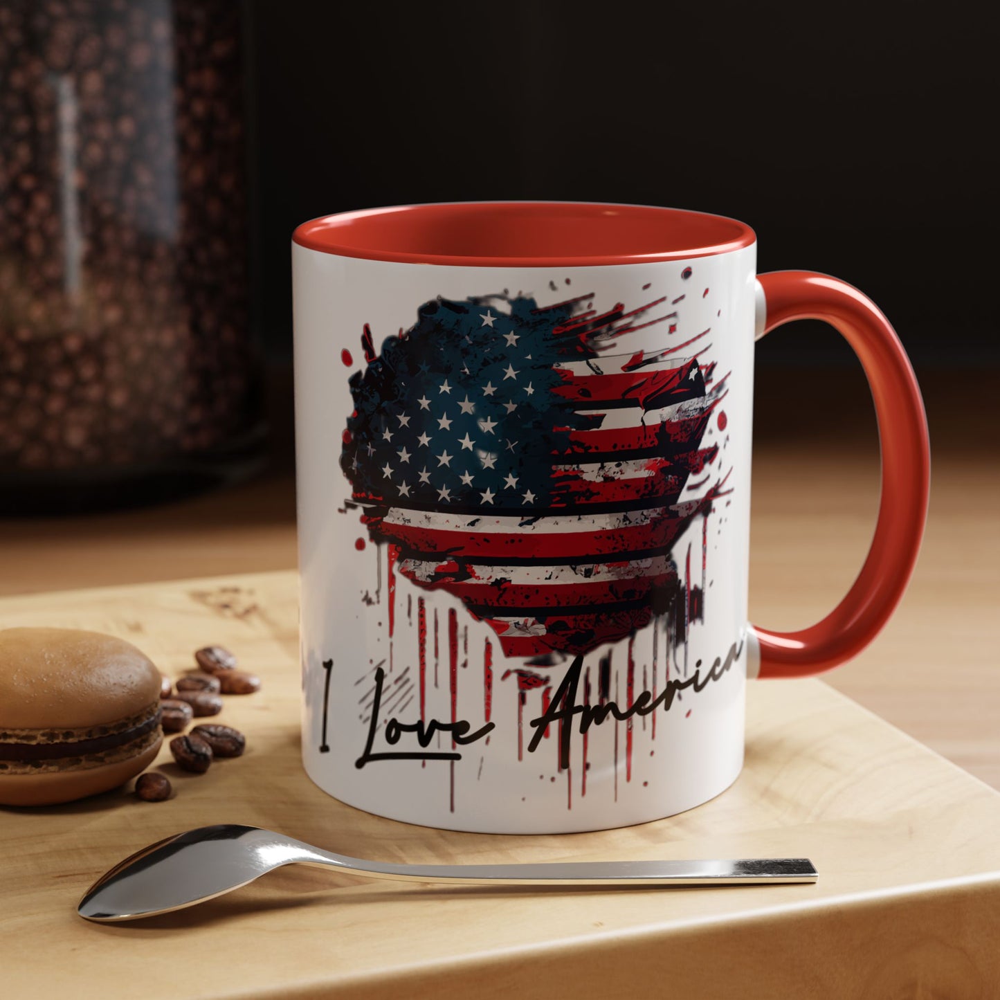 I Love America Heart Flag Coffee Mug
