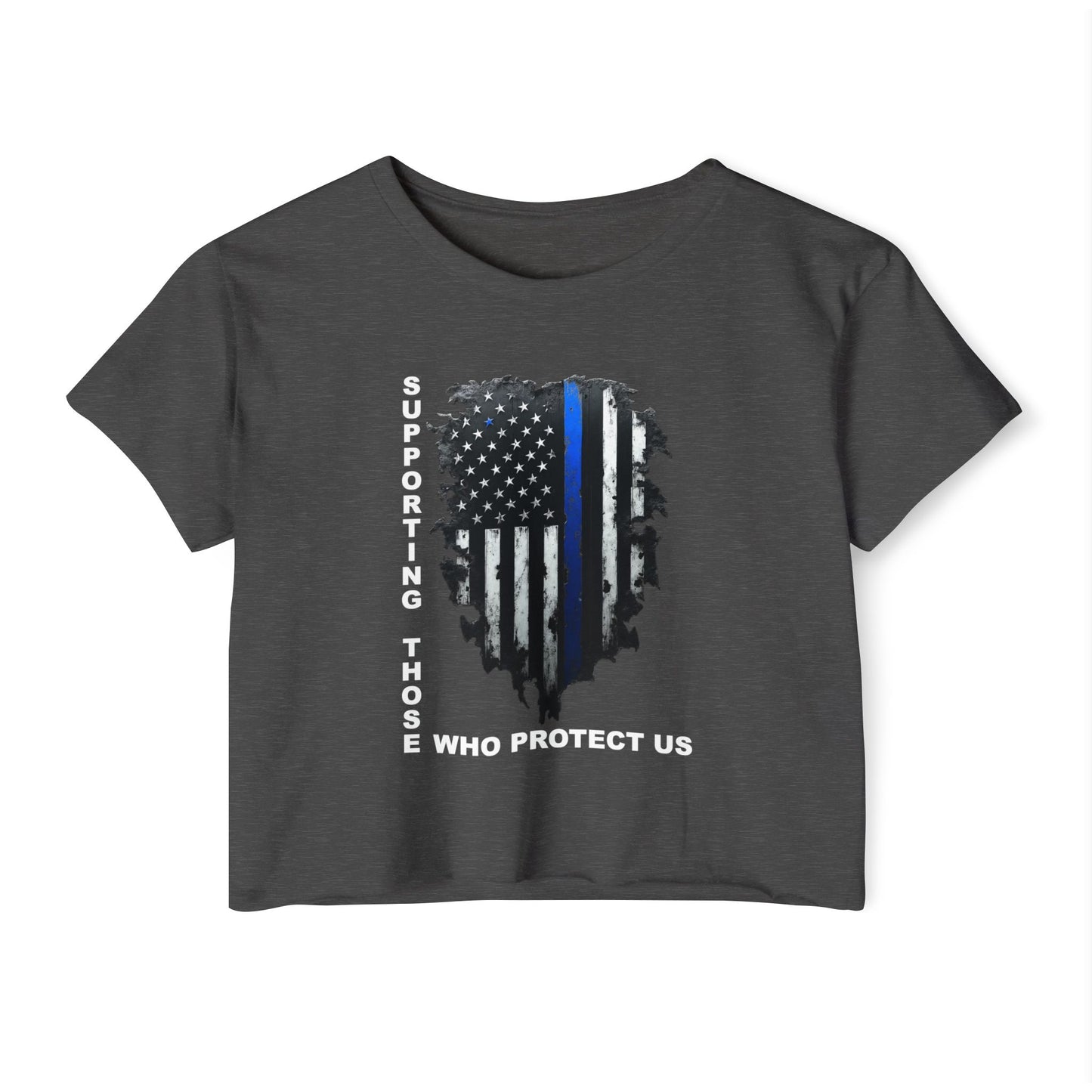 Supporting Those Who Protect Us Patriotic Crop Top